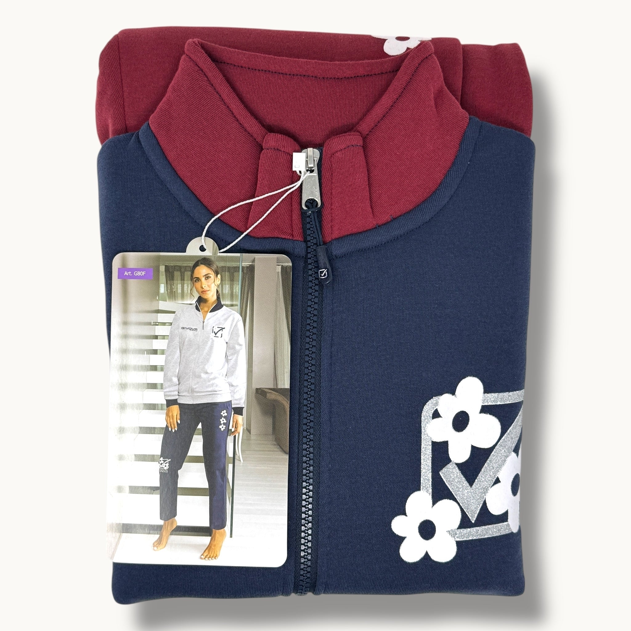 Givova Fitness Donna Tuta In Felpa Full Zip Pantalone Con Tasche (stampata)  Art. G80f