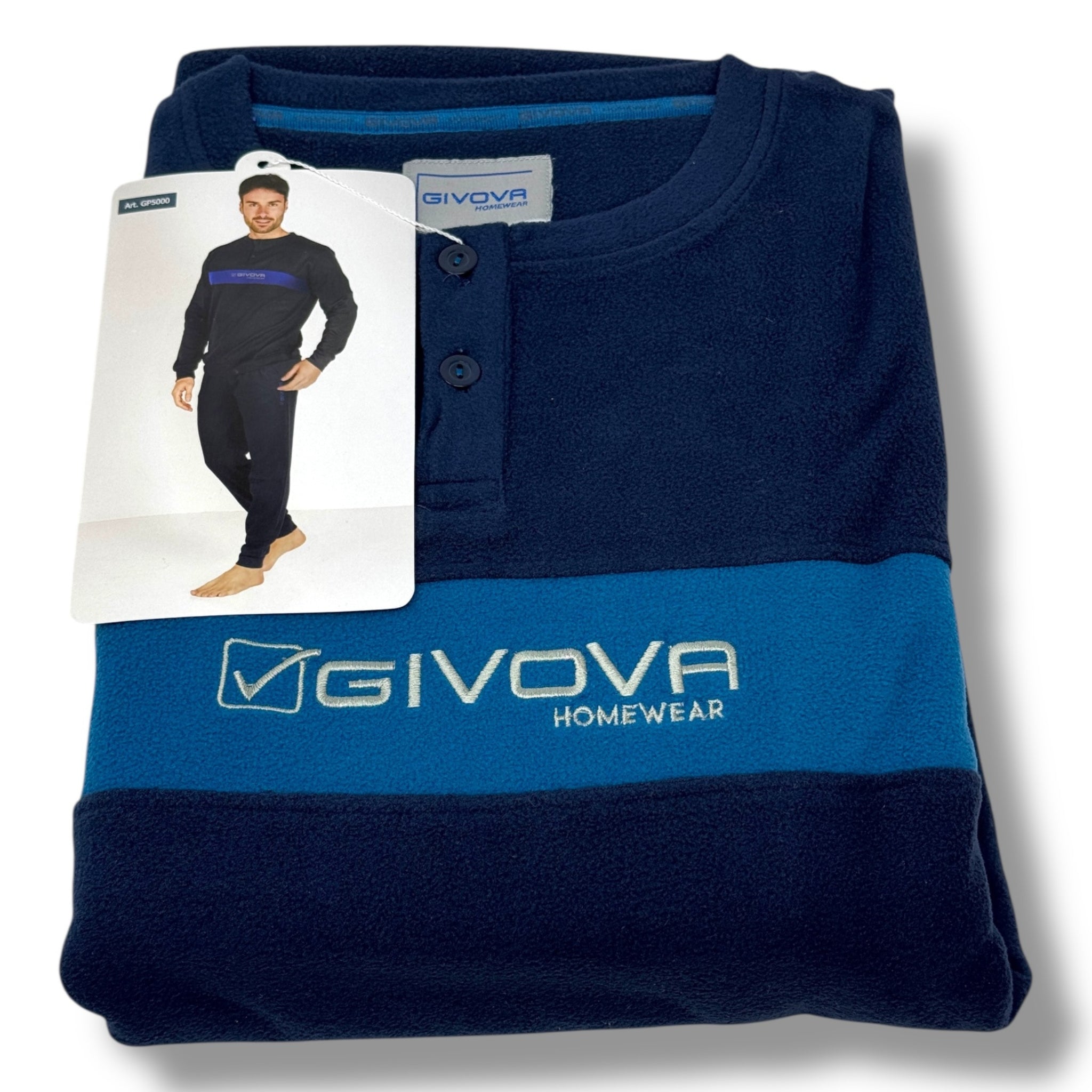 Givova Homewear Pigiama Uomo Micropile Con Logo Ricamato E Pantaloni Con Polsino Art. Gp5000