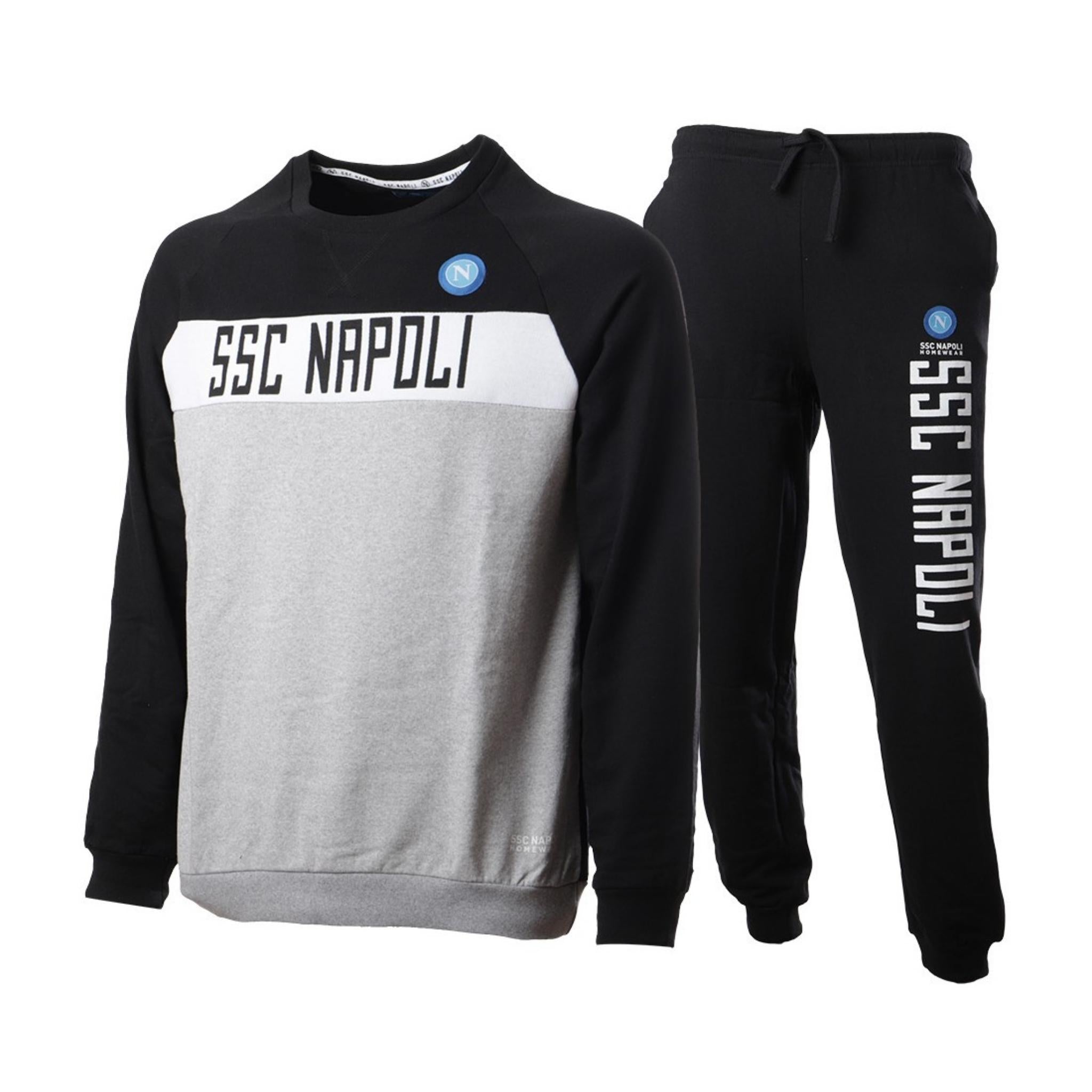 Ssc Napoli Calcio Tuta Ragazzo Girocollo Polsino Alla Caviglia In French Terry 100%cotone Art.ncf013zj