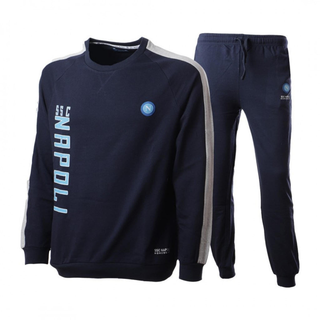 Ssc Napoli - Tuta Da Bambino Del Napoli In French Terry Con Elastico In Vita E Zip Intera  Art.ncf016zb