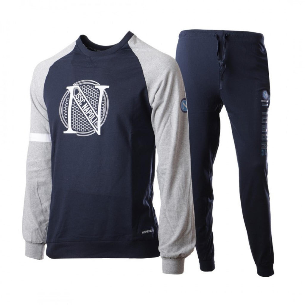 Ssc Napoli - Tuta Da Bambino Del Napoli In French Terry Con Elastico In Vita E Zip Intera  Art.ncf020zb