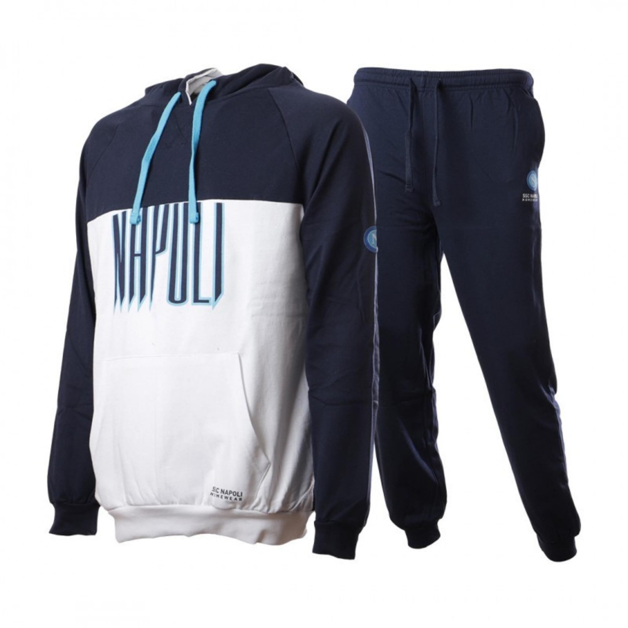 Ssc Napoli - Tuta Da Bambino Del Napoli In French Terry Con Elastico In Vita E Zip Intera  Art.ncf025zb