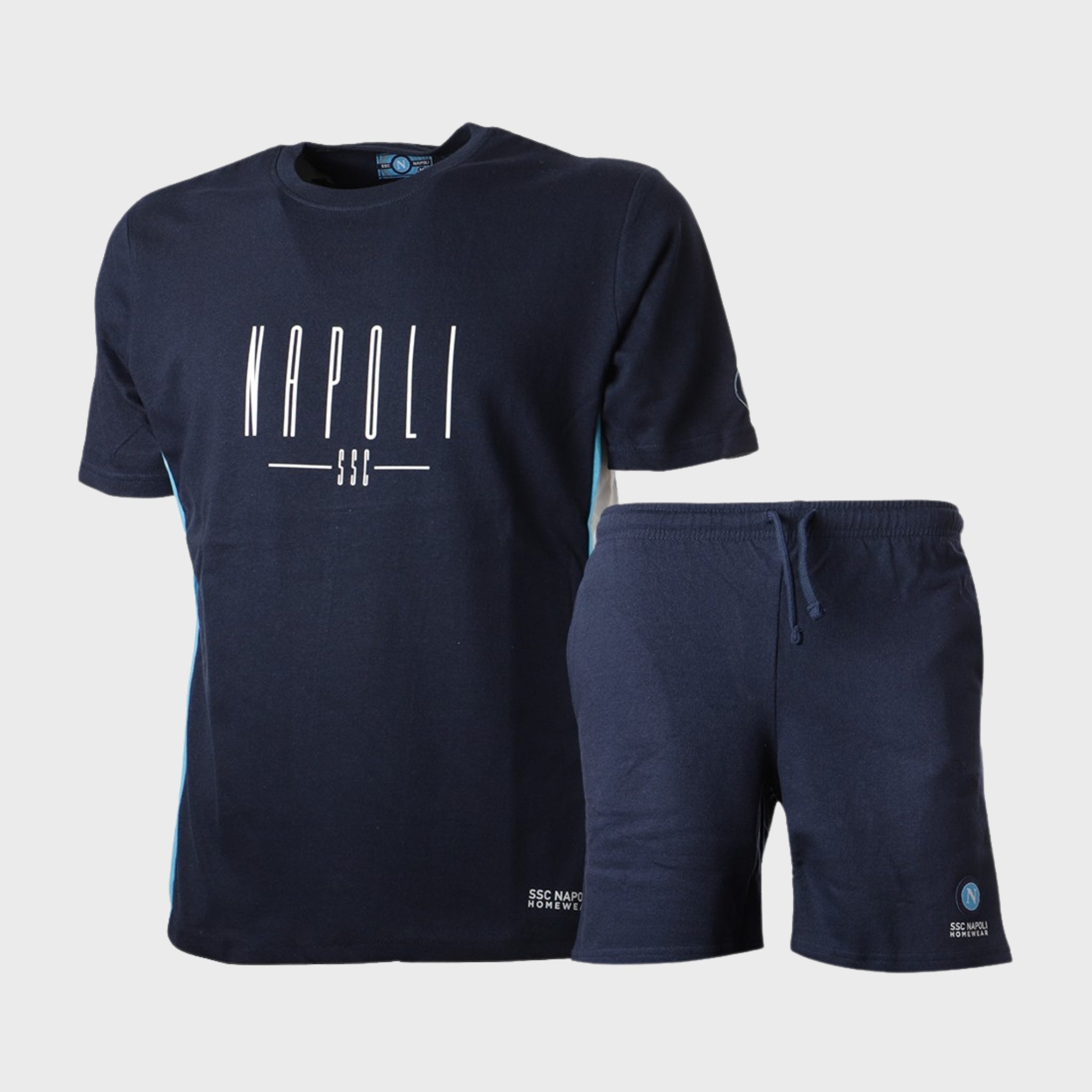 Ssc Napoli - Completino Uomo Del Napoli In Cotone - Maglietta Cotone Jersey E Pantaloncino French Terry Art. Ncf103