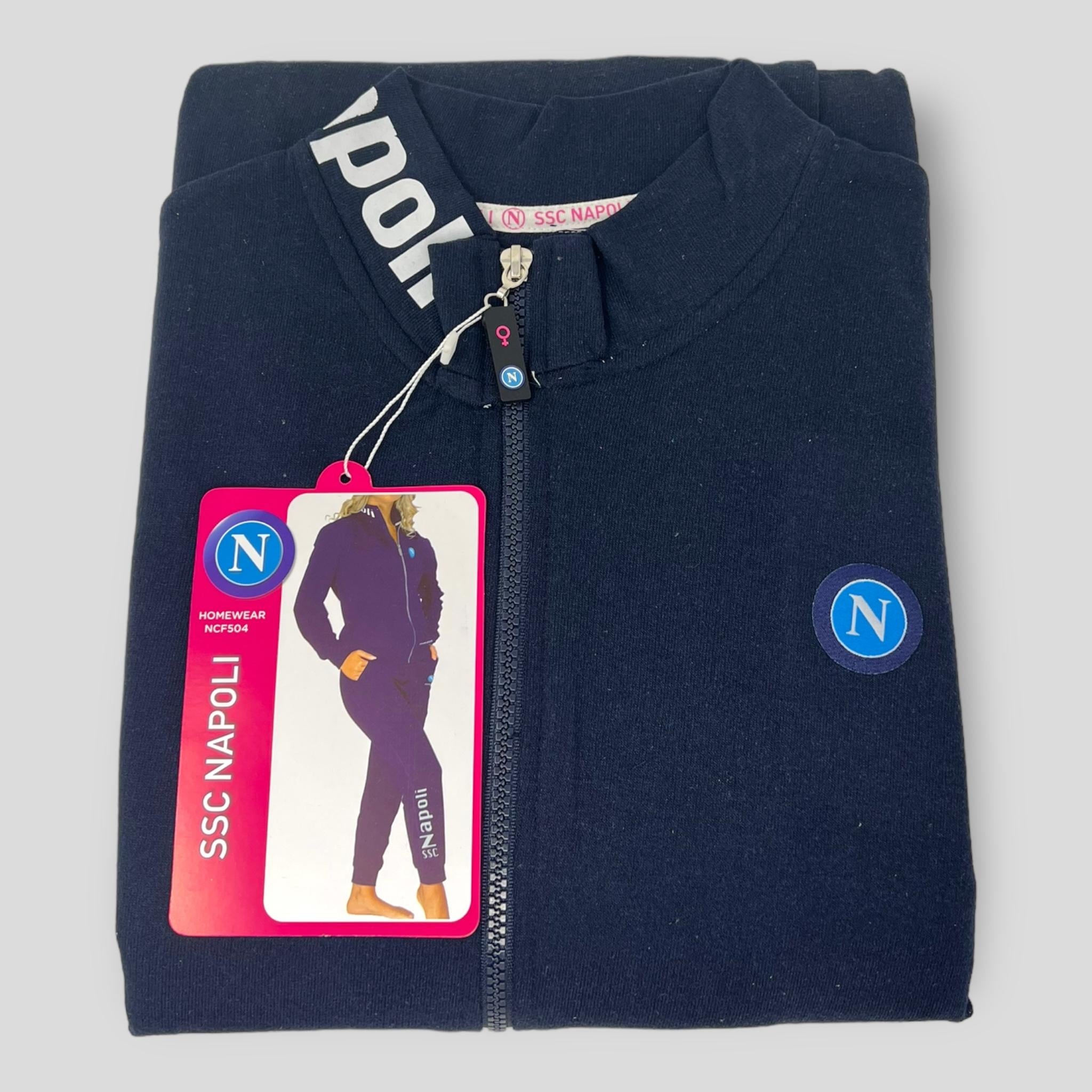 Ssc Napoli - Tuta Da Donna Del Napoli In French Terry Con Elastico In Vita E Zip Intera  Art.ncf504