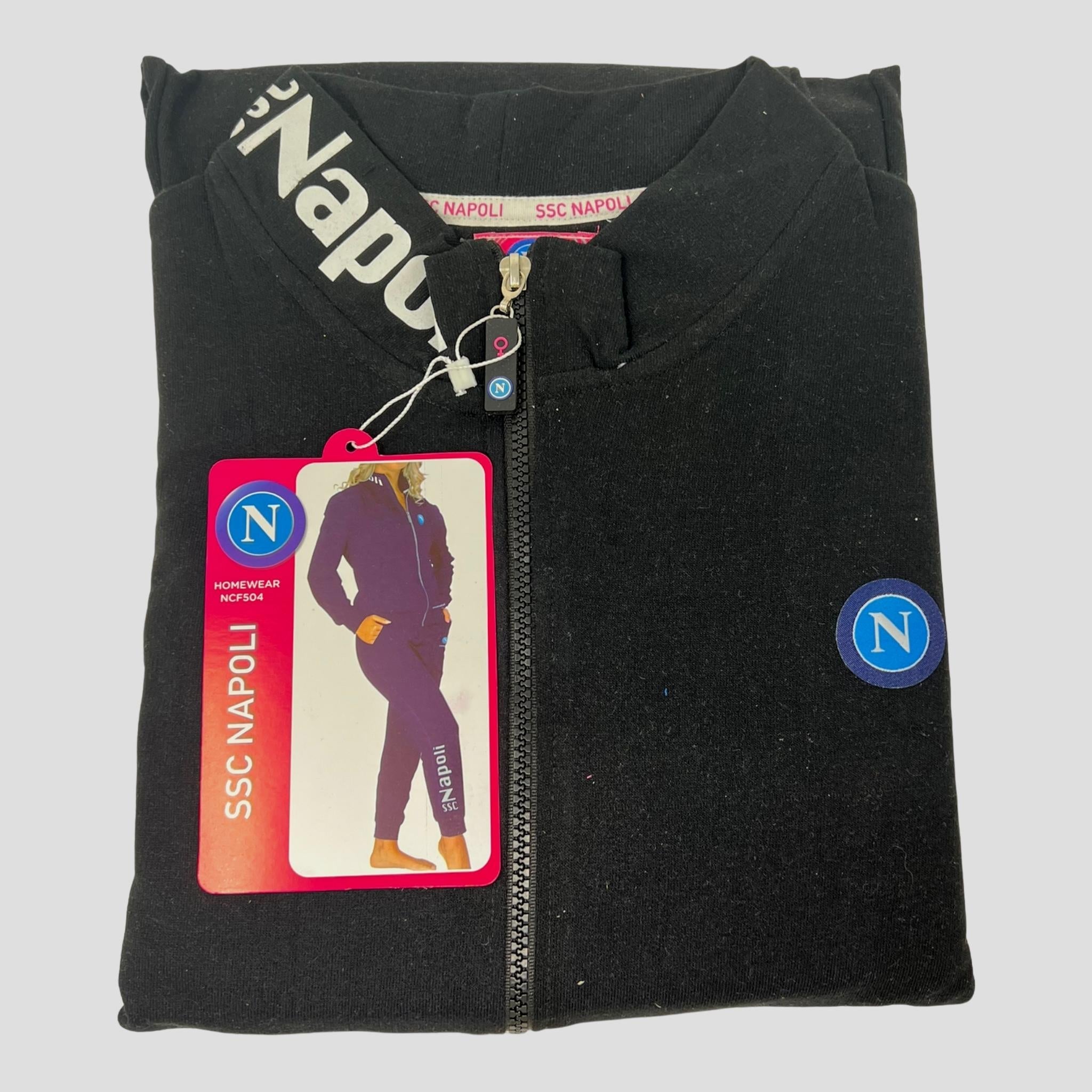 Ssc Napoli - Tuta Da Donna Del Napoli In French Terry Con Elastico In Vita E Zip Intera  Art.ncf504