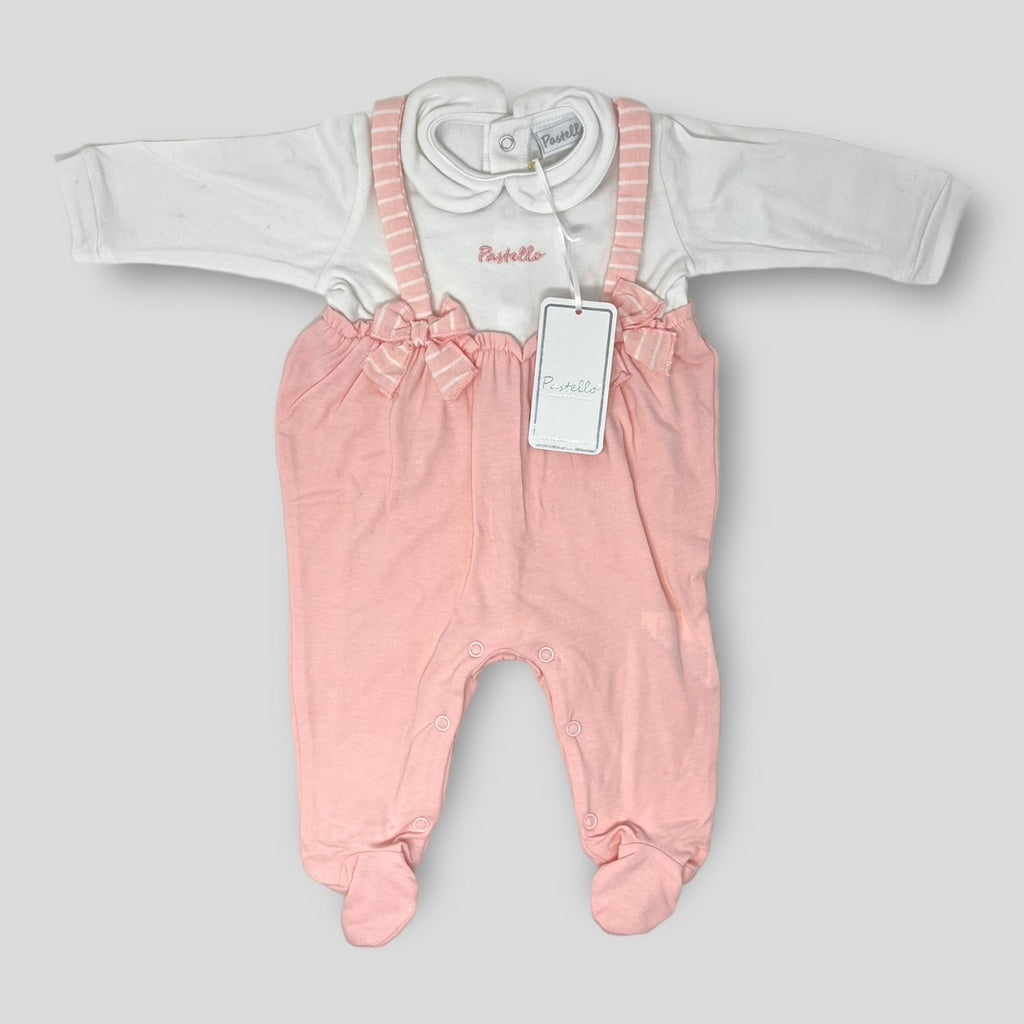 Pastello Tutina Lunga Jersey Neonato In Puro Cotone Con Ricamo  Art. Tj40aa2