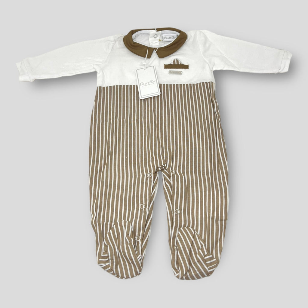 Pastello Tutina Lunga Jersey Neonato In Puro Cotone Con Ricamo  Art. Tj45aa