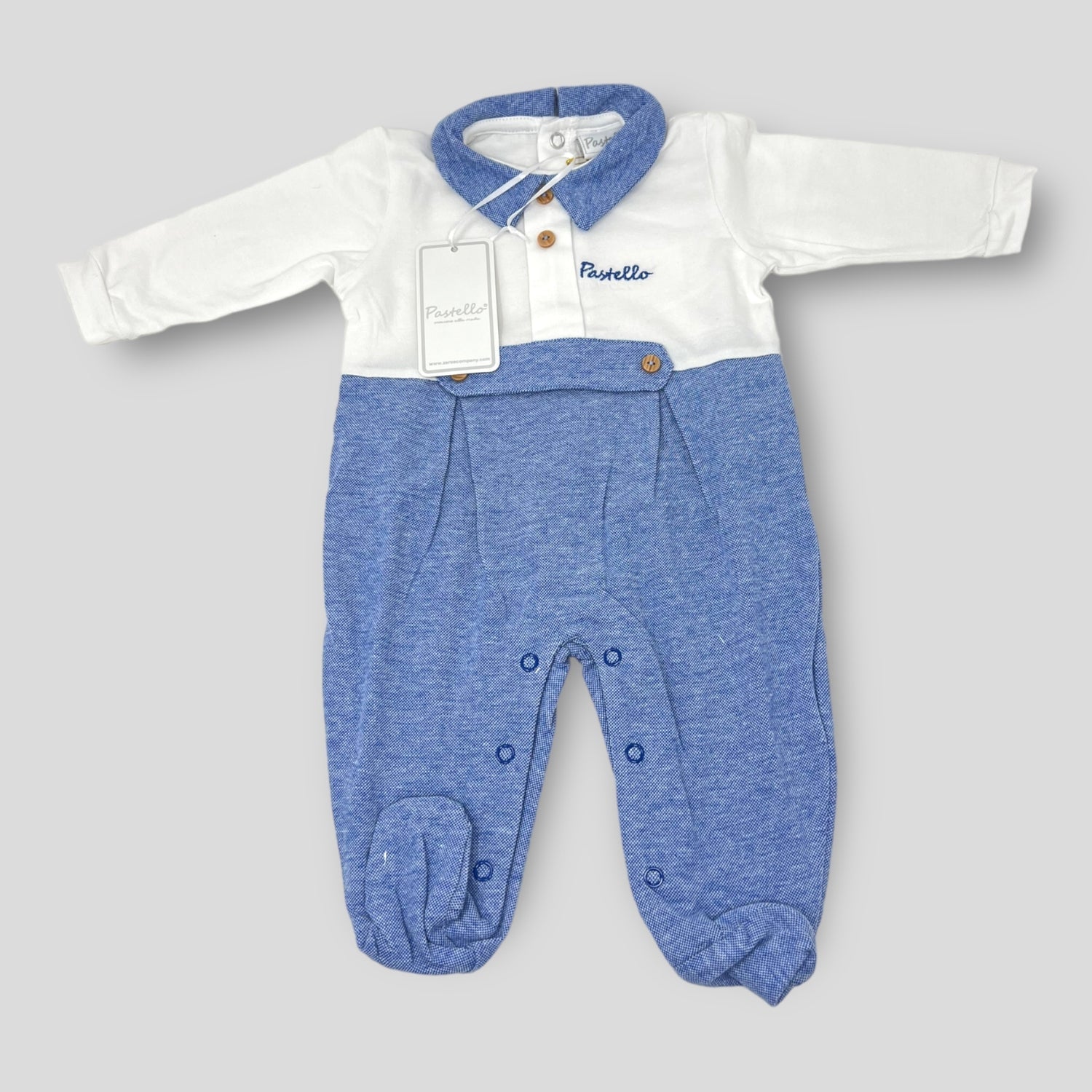 Pastello Tutina Lunga Jersey Neonato In Puro Cotone Con Ricamo  Art. Tj46aa