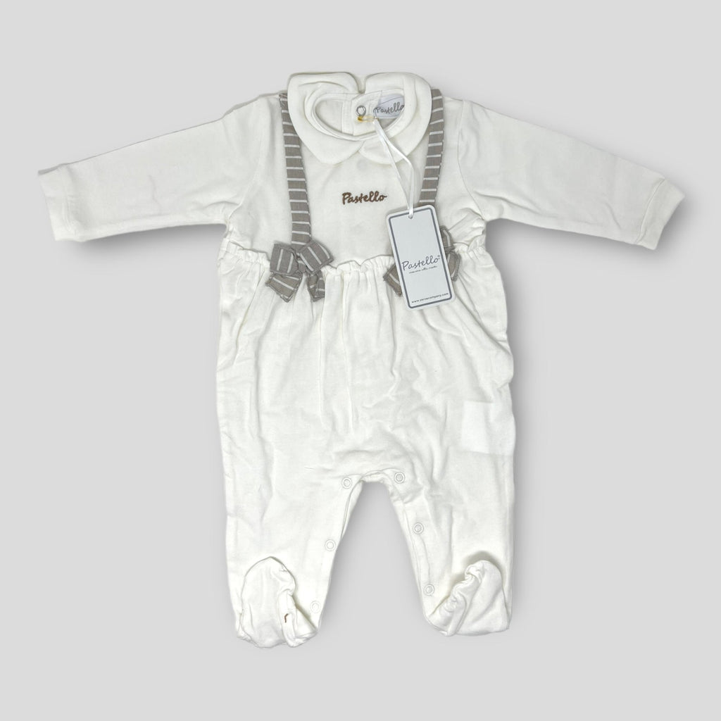 Pastello Tutina Lunga Jersey Neonato In Puro Cotone Con Ricamo  Art. Tj40aa2