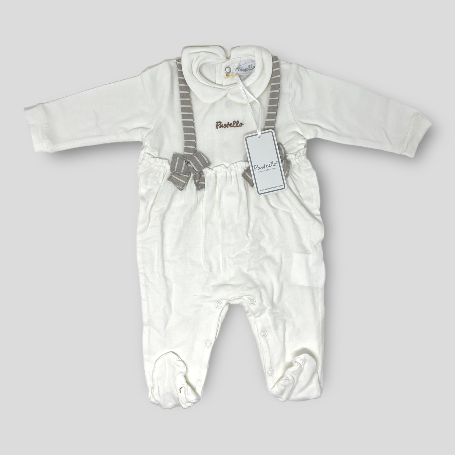 Pastello Tutina Lunga Jersey Neonato In Puro Cotone Con Ricamo  Art. Tj40aa2