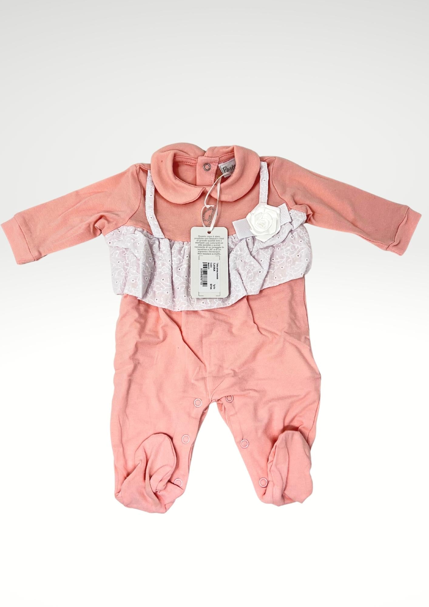 Pastello - Tutina Da Neonata Femminuccia In Cotone Jersey Estivo