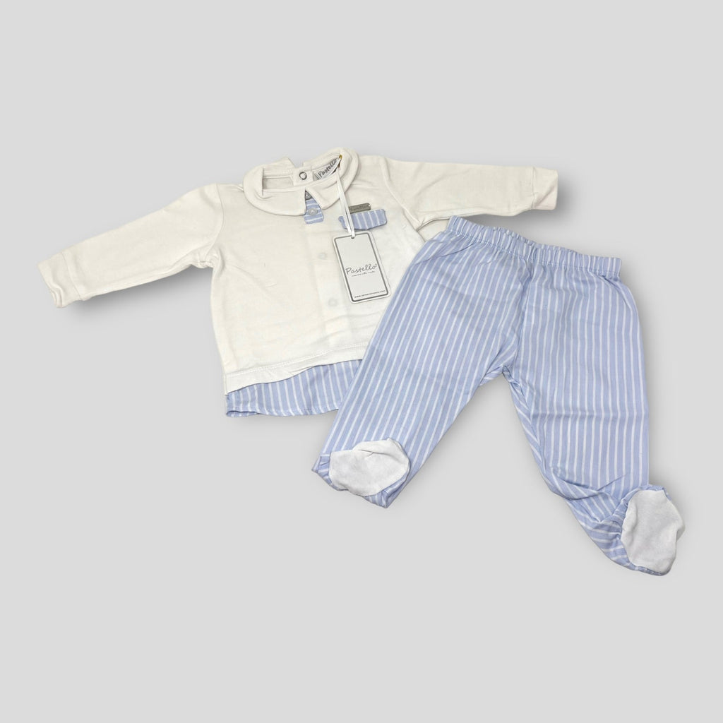 Pastello Completo Clinico 2 Pezzi Neonato In Puro Cotone Con Ricamo  Art.cj45aa