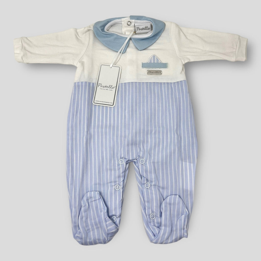 Pastello Tutina Lunga Jersey Neonato In Puro Cotone Con Ricamo  Art. Tj45aa
