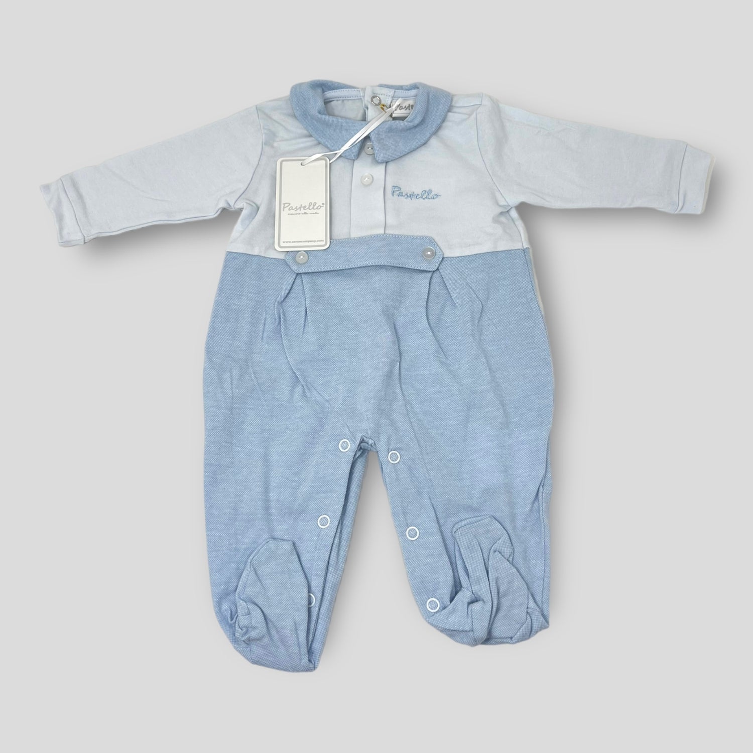 Pastello Tutina Lunga Jersey Neonato In Puro Cotone Con Ricamo  Art. Tj46aa