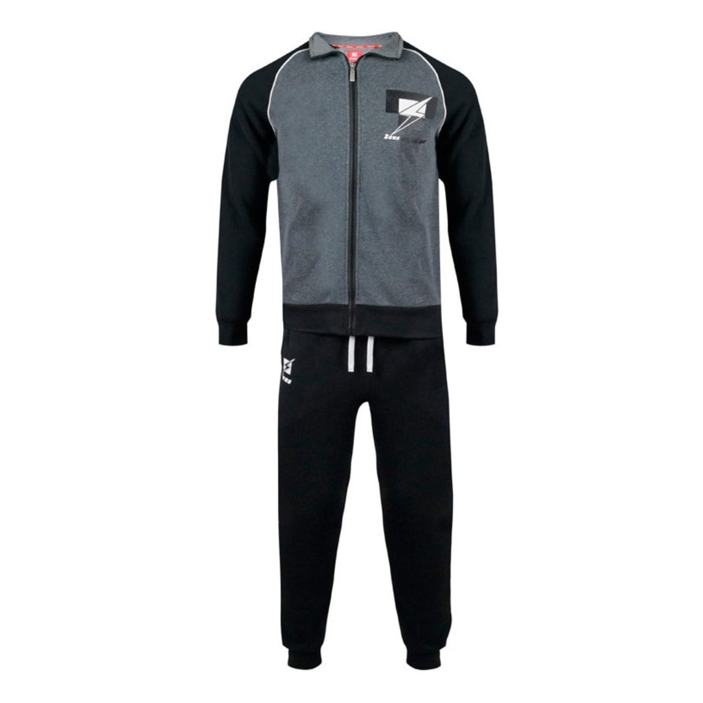 Zeus Tuta Uomo Full Zip In Felpa Pantalone Con Tasca E Elastico Alla Caviglia  Nero Blu  Art.mz04