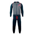 Zeus Tuta Uomo Full Zip In Felpa Pantalone Con Tasca E Elastico Alla Caviglia  Nero Blu  Art.mz04