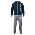 Zeus Tuta Uomo Full Zip In Felpa Pantalone Con Tasca E Elastico Alla Caviglia Blu Grigio  Art.mz05