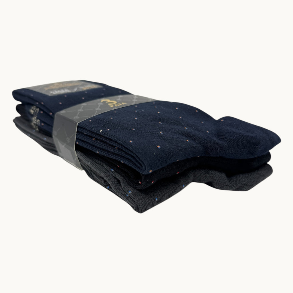 Egon Furstenberg - Pacco Da 3 Calze Uomo Lungo In Caldo Cotone 100% Fantasia (colori Assortiti) Ef84l