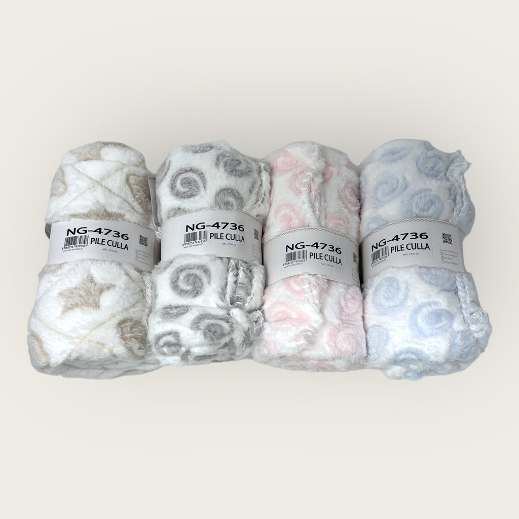 Nazareno Gabrielli - Copertina Pile Per Carrozzina 75x100 Stampata Cielo Rosa Panna Grigio Ng4736
