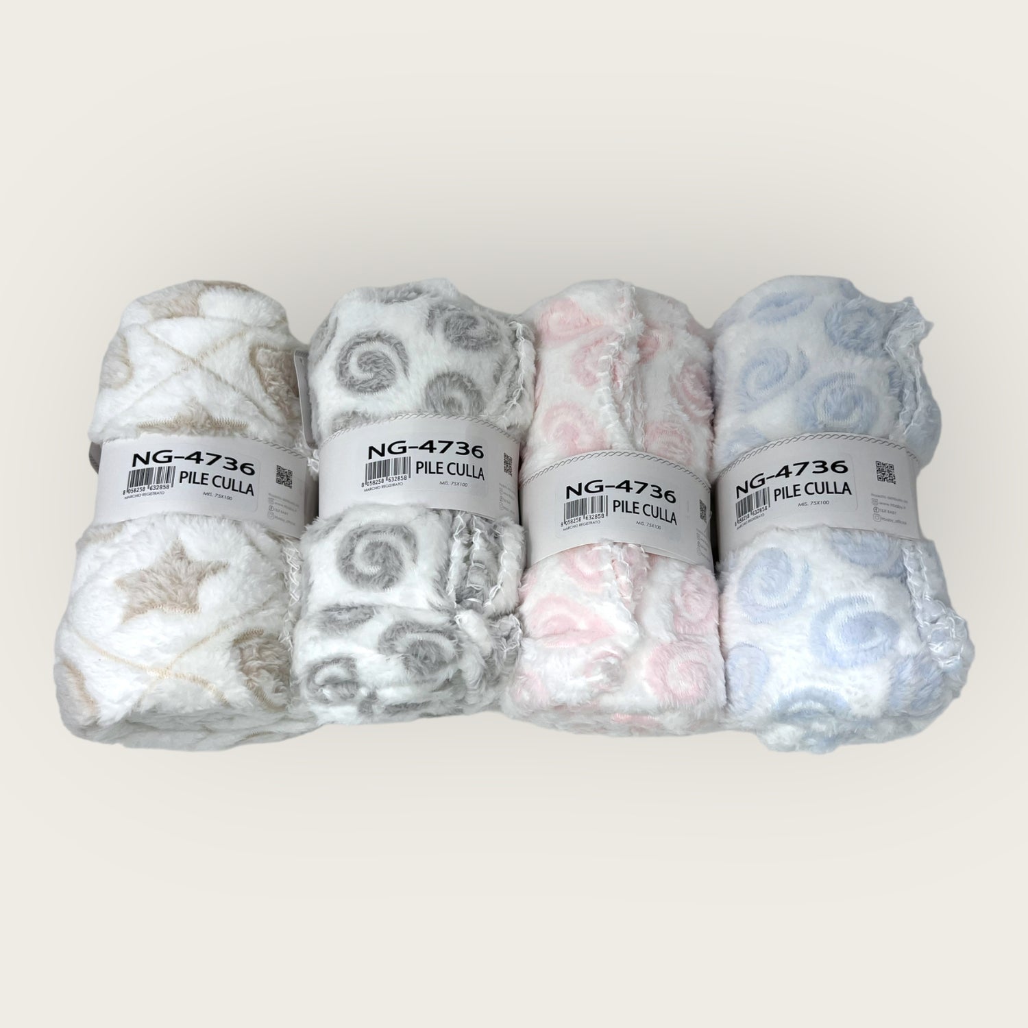 Nazareno Gabrielli - Copertina Pile Per Carrozzina 75x100 Stampata Cielo Rosa Panna Grigio Ng4736