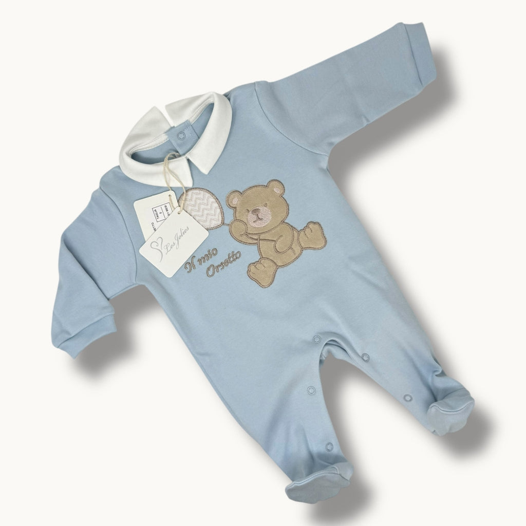 Les Jolies Tutina Maschietto Ricamata In Caldo Cotone 100% Art. Lj341-8