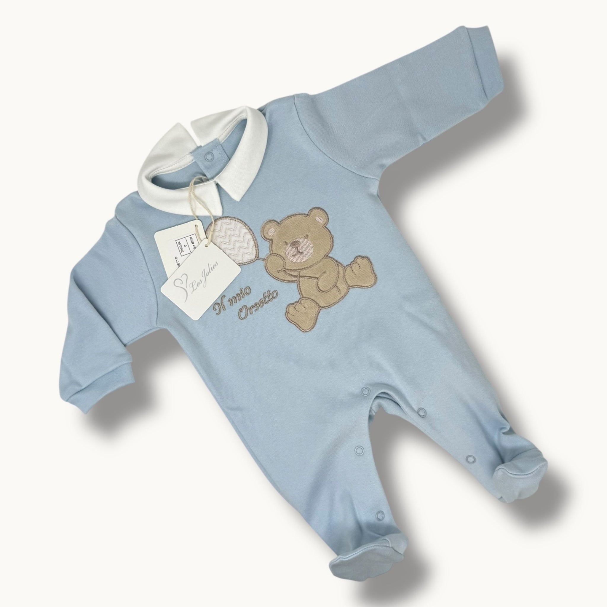 Les Jolies Tutina Maschietto Ricamata In Caldo Cotone 100% Art. Lj341-8