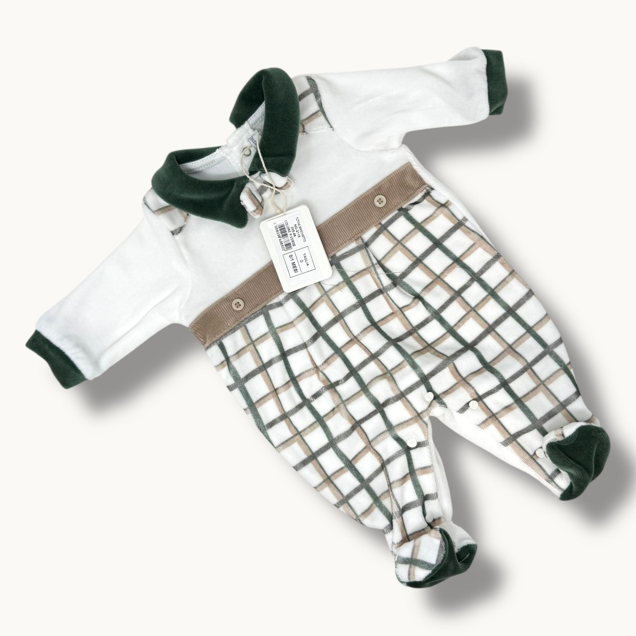 Nazareno Gabrielli Baby  Tutina Neonato In Ciniglia Di Cotone 100% Fantasia Art. Ng2115-46