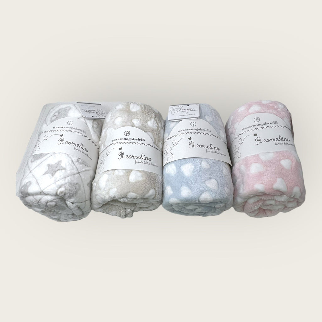 Nazareno Gabrielli Ng4836 Copertina Pile Per Lettino 110x140 Stampata Cielo Rosa Panna Grigio Art. Ng4836