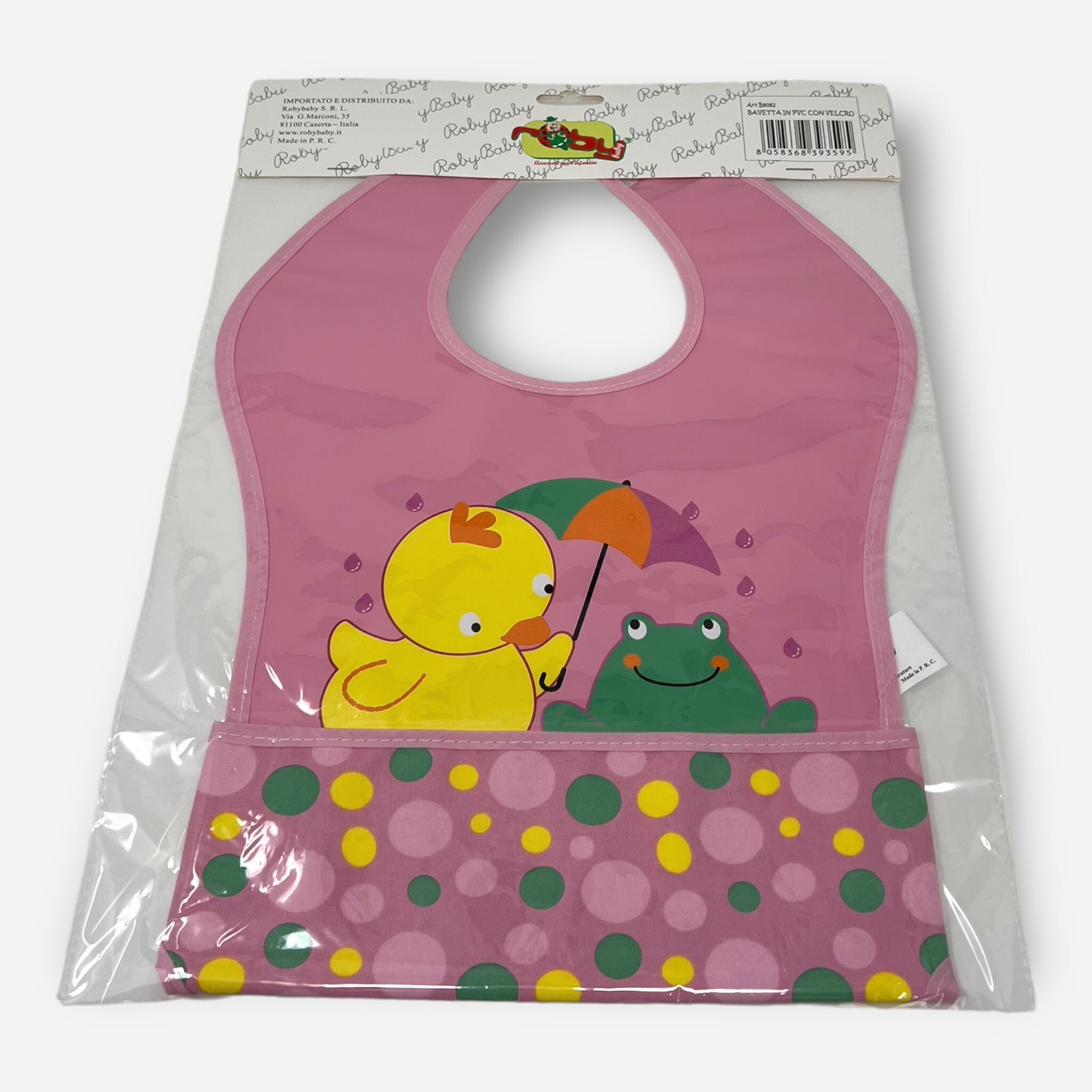 Roby - Bavetta In Pvc Grande Con Velcro Stampata Femminuccia Art. B8082