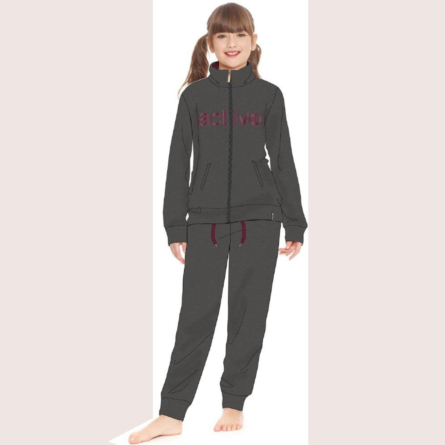 Irge Sport Active Inverno -tuta Felpa Bimba Tutta Zip Con Stampa E Pantalone Con Coulisse  Art. Ik263