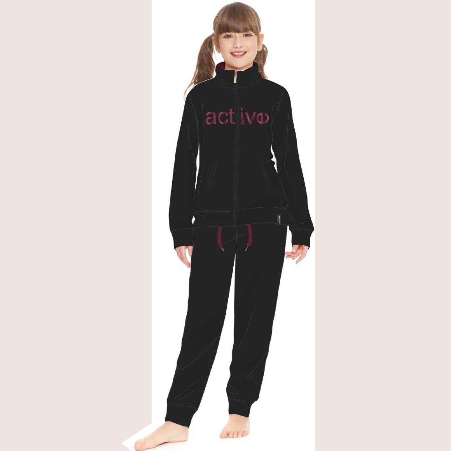 Irge Sport Active Inverno -tuta Felpa Bimba Tutta Zip Con Stampa E Pantalone Con Coulisse  Art. Ik263
