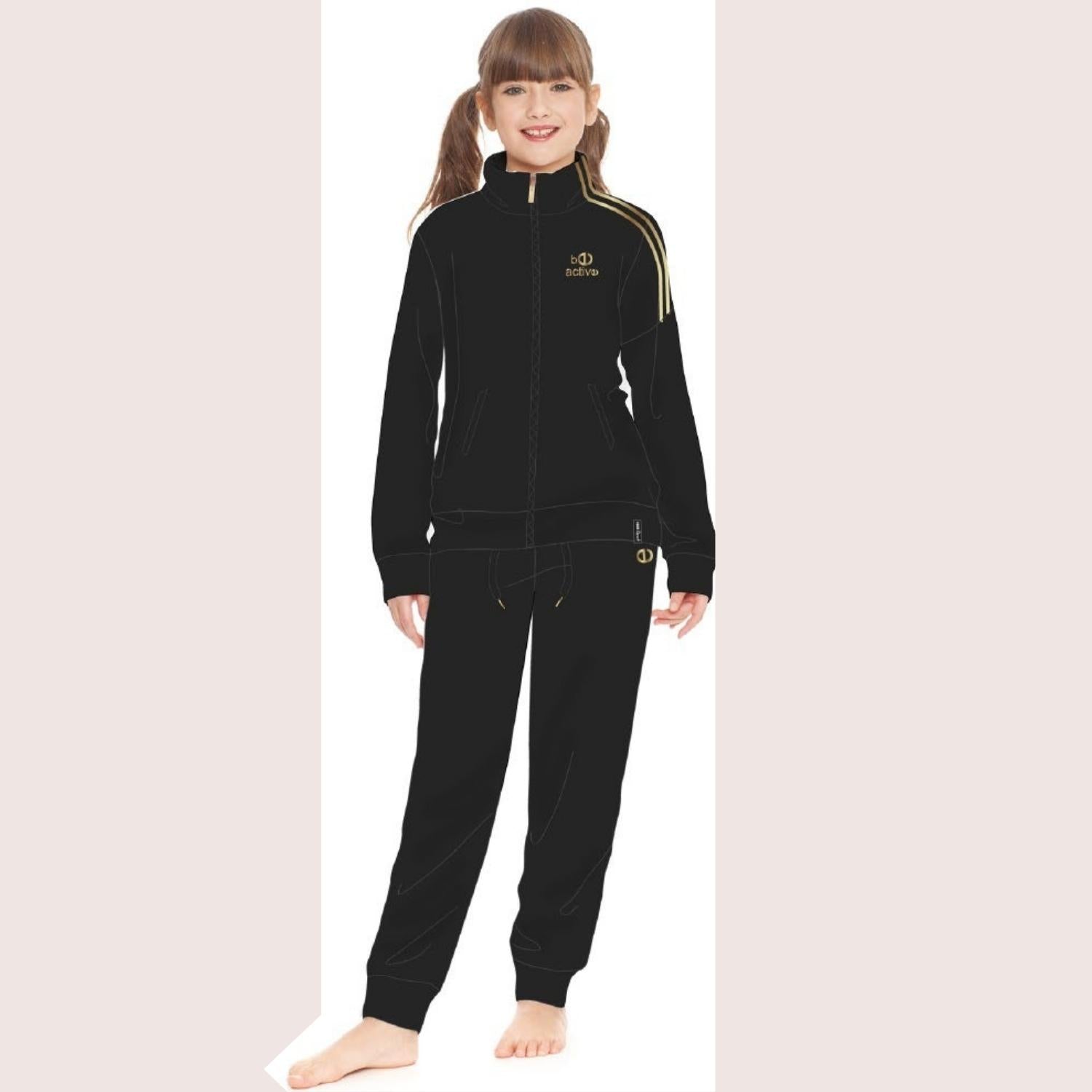Irge Sport Active Inverno -tuta Felpa Bimba Tutta Zip Con Stampa E Bande Laterali  Art. Ik264