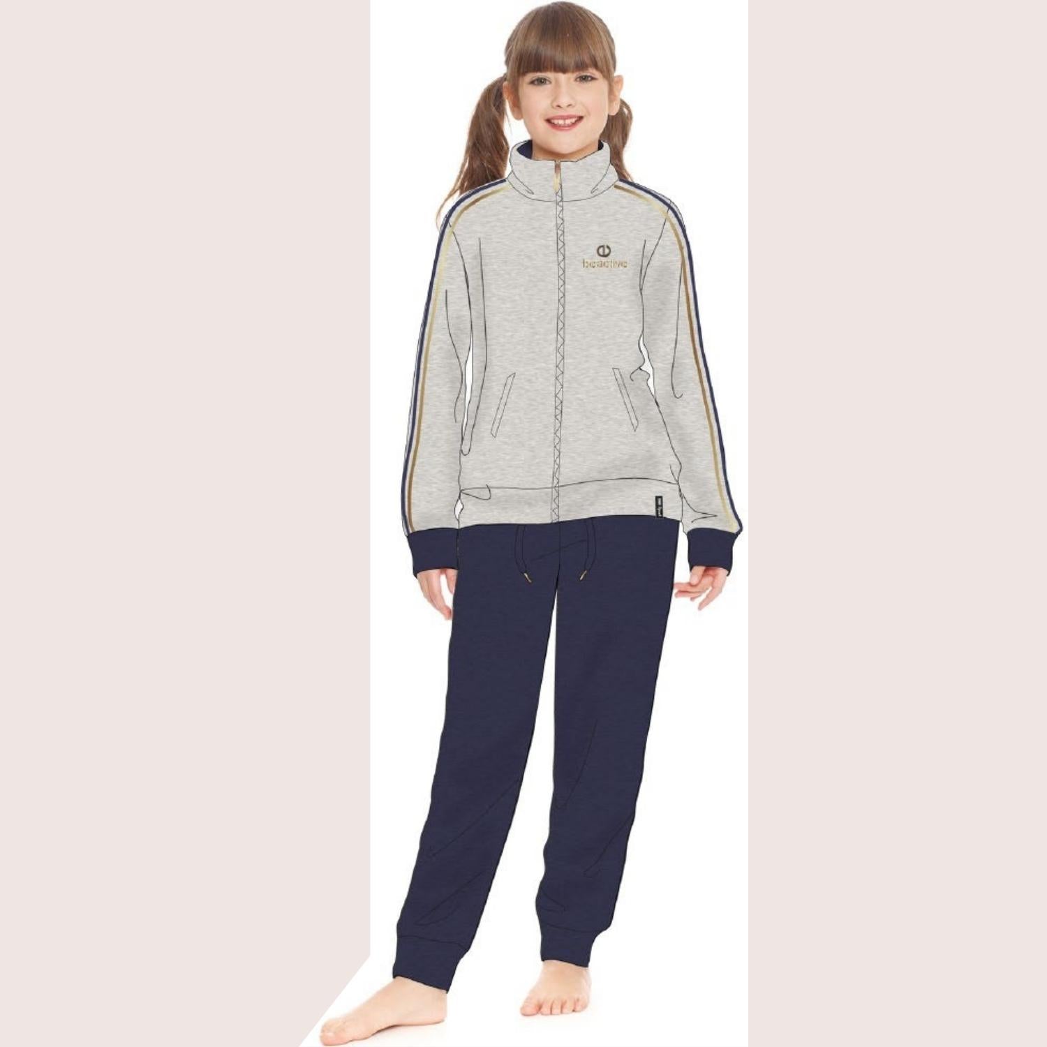 Irge Sport Active Inverno -tuta Felpa Bimba Tutta Zip Con Stampa E Bande Laterali  Art. Ik266