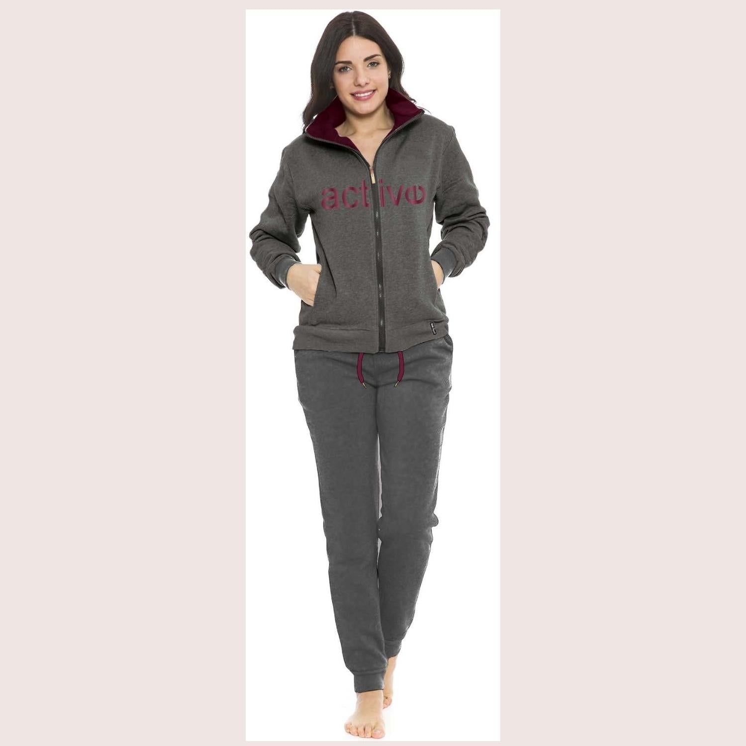 Irge Sport Girl Tuta Sottodonna In Felpa Tutta Zip Pantalone Con Tasche