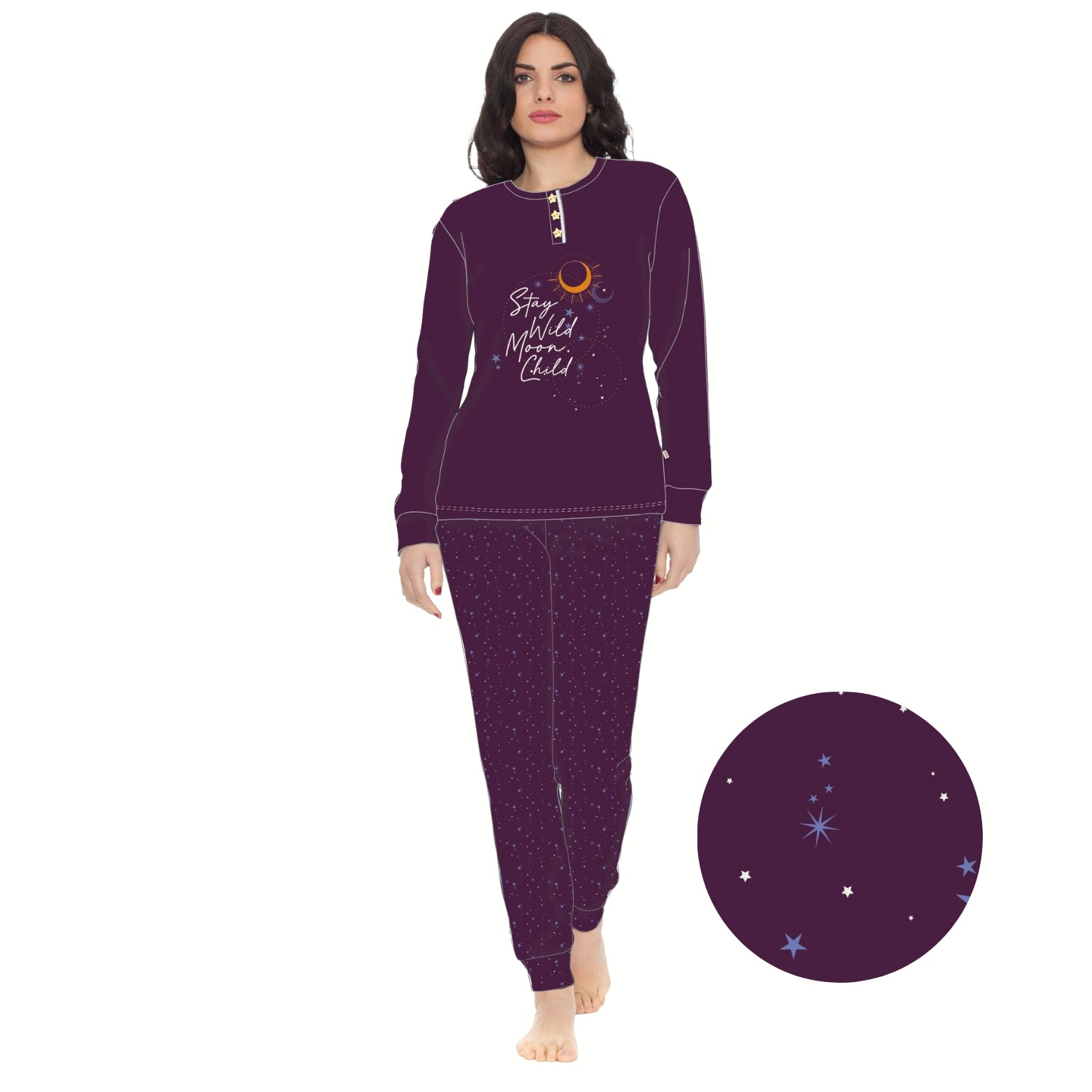 Irge Pigiama Donna Serafino Stampato In Caldo Cotone 100%  Art. Mi1422