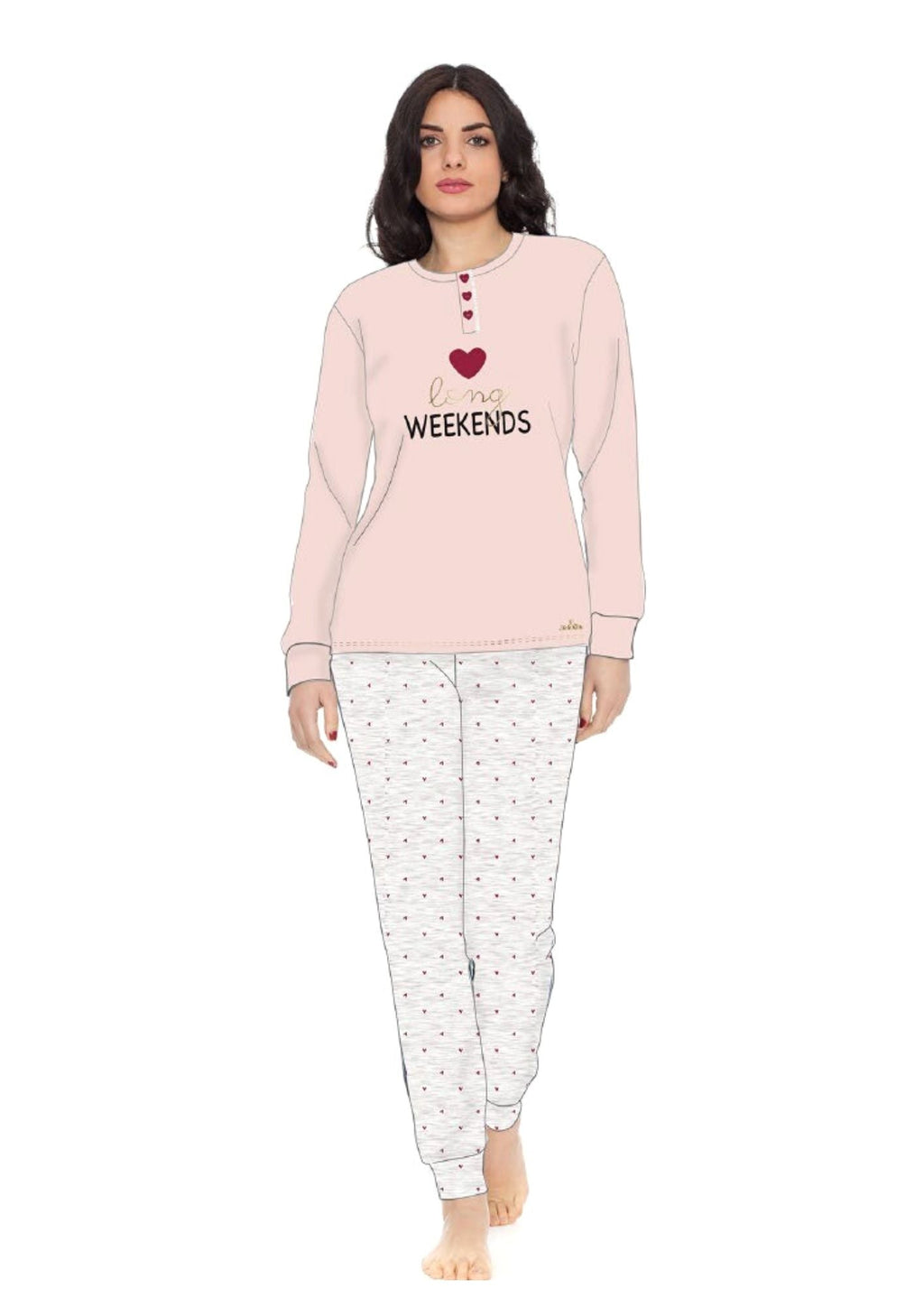 Pigiama Donna In Caldo Cotone Interlock Y&m270 100% Cotone Caldo Art.y&m270