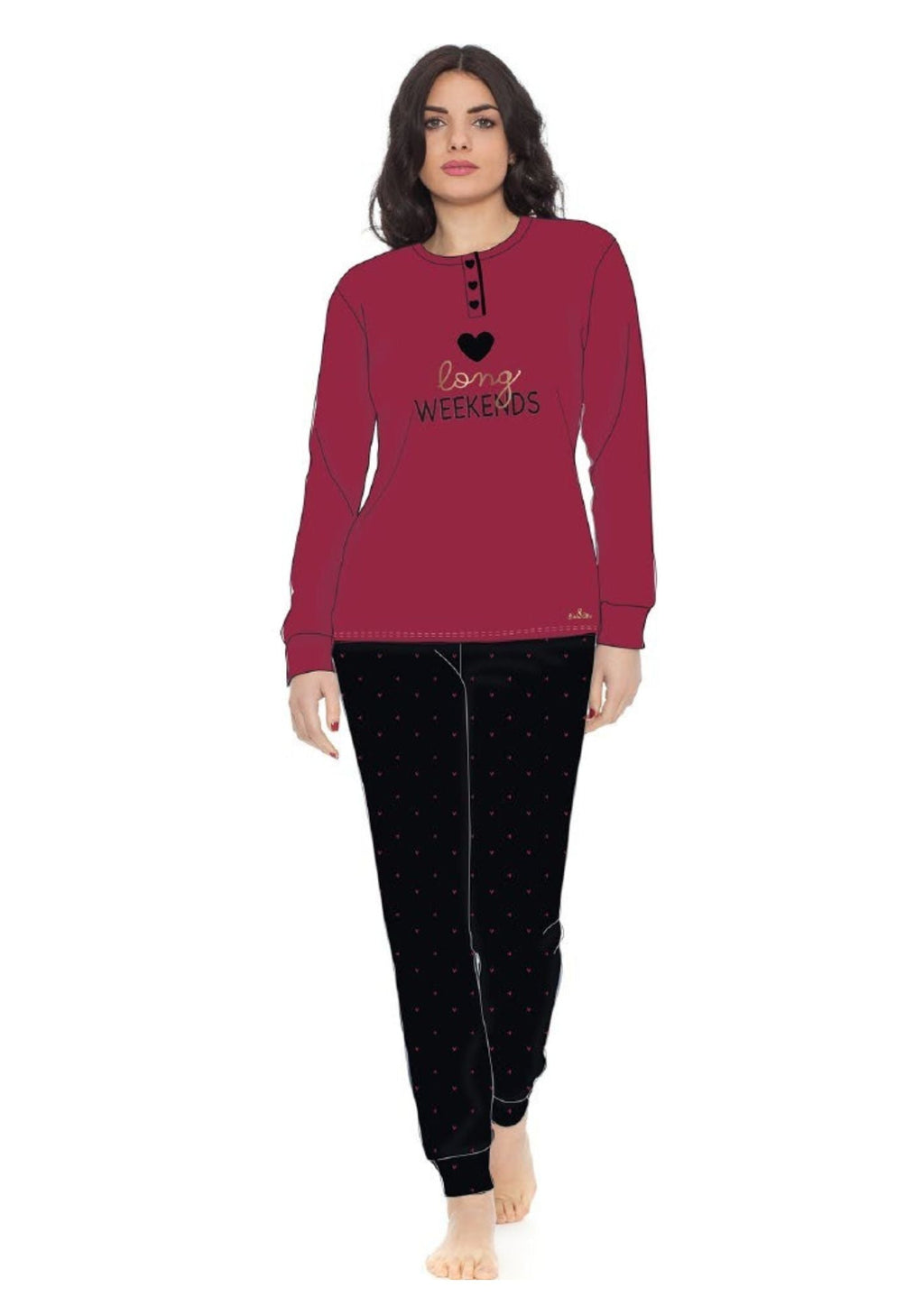Pigiama Donna In Caldo Cotone Interlock Y&m270 100% Cotone Caldo Art.y&m270