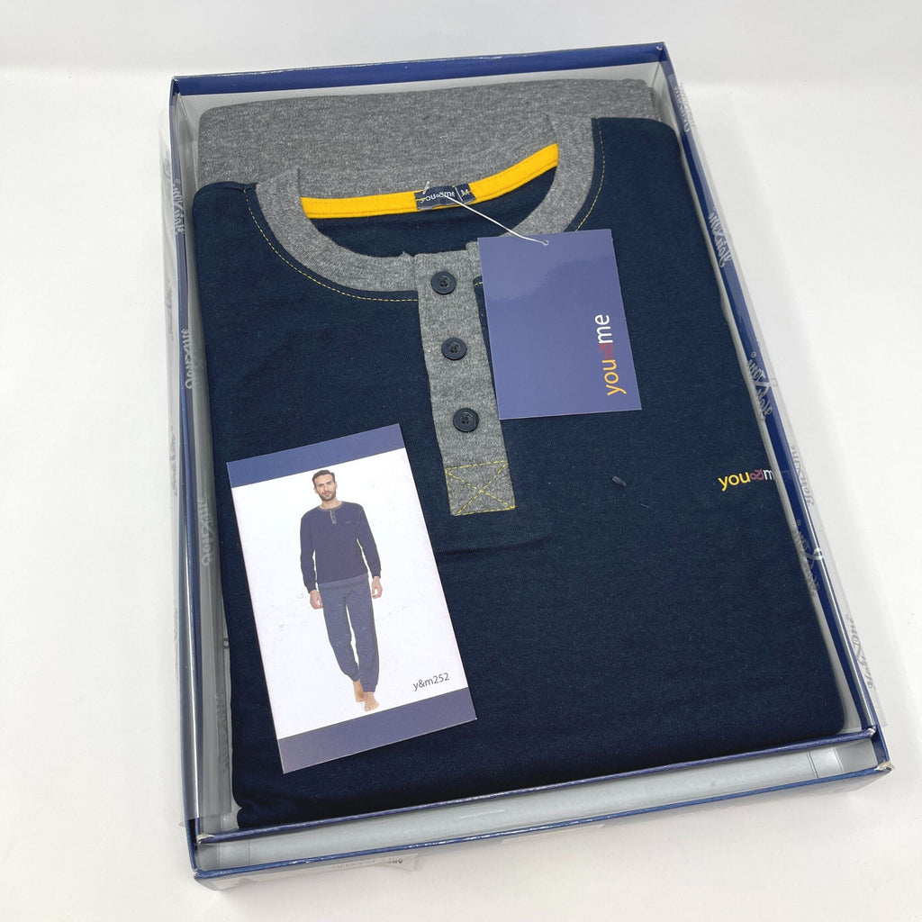 Y&m By Irge - Pigiama Uomo In Caldo Cotone Invernale Termico Interlock - Due Varianti Di Colore  Art.y&m252