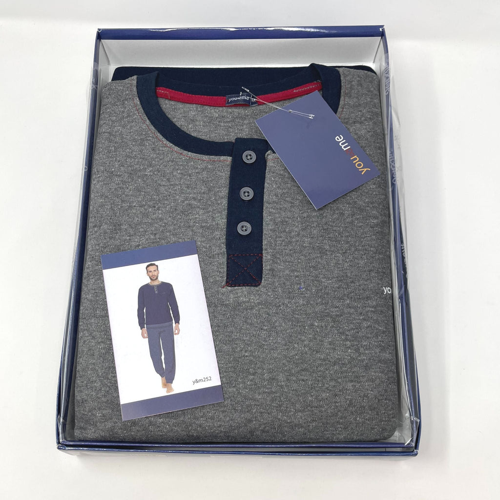 Y&m By Irge - Pigiama Uomo In Caldo Cotone Invernale Termico Interlock - Due Varianti Di Colore  Art.y&m252