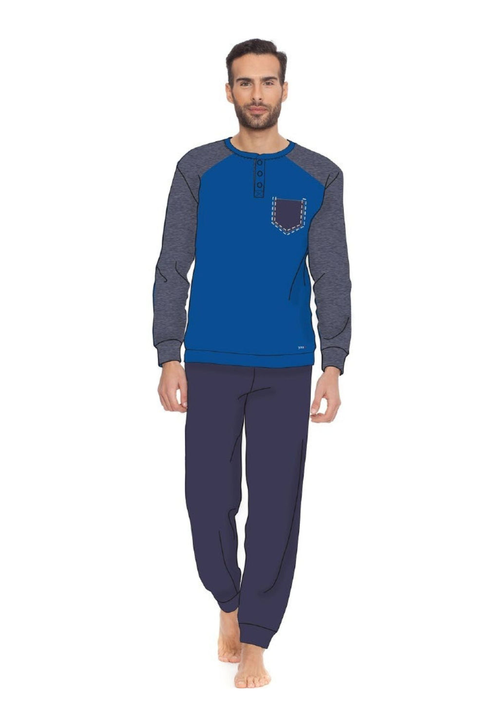 Y&m By Irge - Pigiama Uomo Invernale In Caldo Cotone Interlock Invernale Due Varianti Di Colore Y&m256