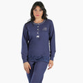 Irge Pigiama Donna Cotone Lungo Serafino Elastico Caviglia  Inserto In Pizzo Art. Ir1484