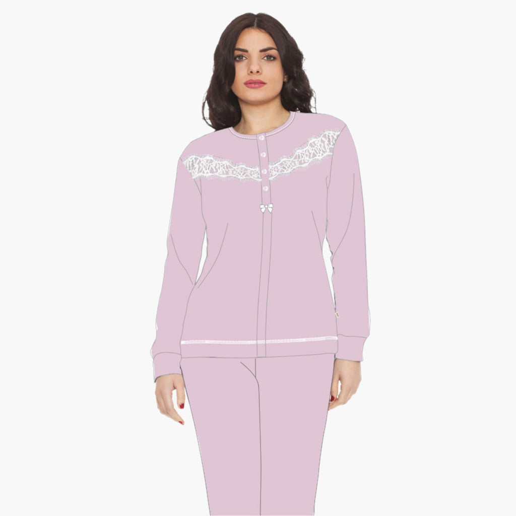 Irge Pigiama Donna Cotone Calibrato In Puro Lungo Aperto Elastico Caviglia  Art. Cd125