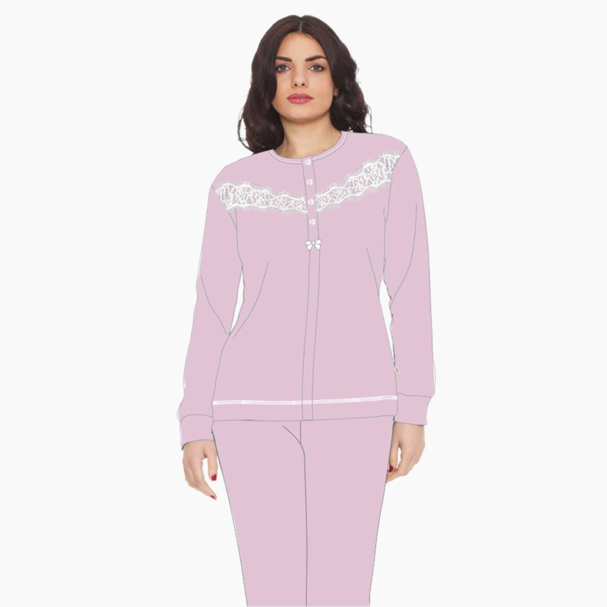 Irge Pigiama Donna Cotone Calibrato In Puro Lungo Aperto Elastico Caviglia  Art. Cd125