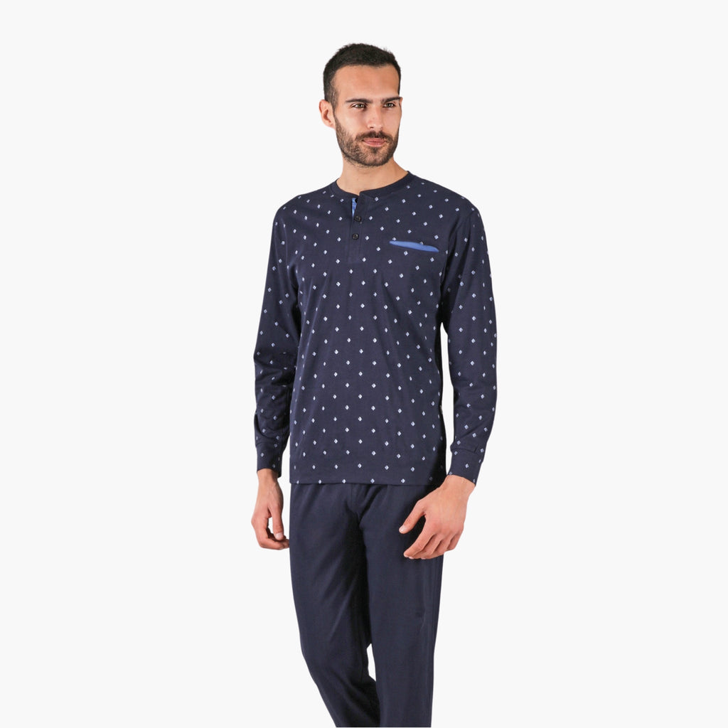 Irge Pigiama Uomo Calibrato In Puro Cotone Lungo Serafino Elastico Caviglia  Art. Cu80