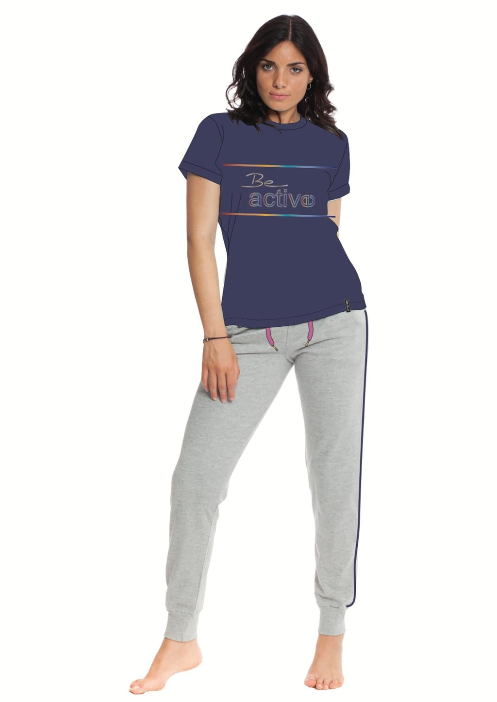 Tuta Donna In Mezza Manica Pantalone Lungo French Terry   Gcl84