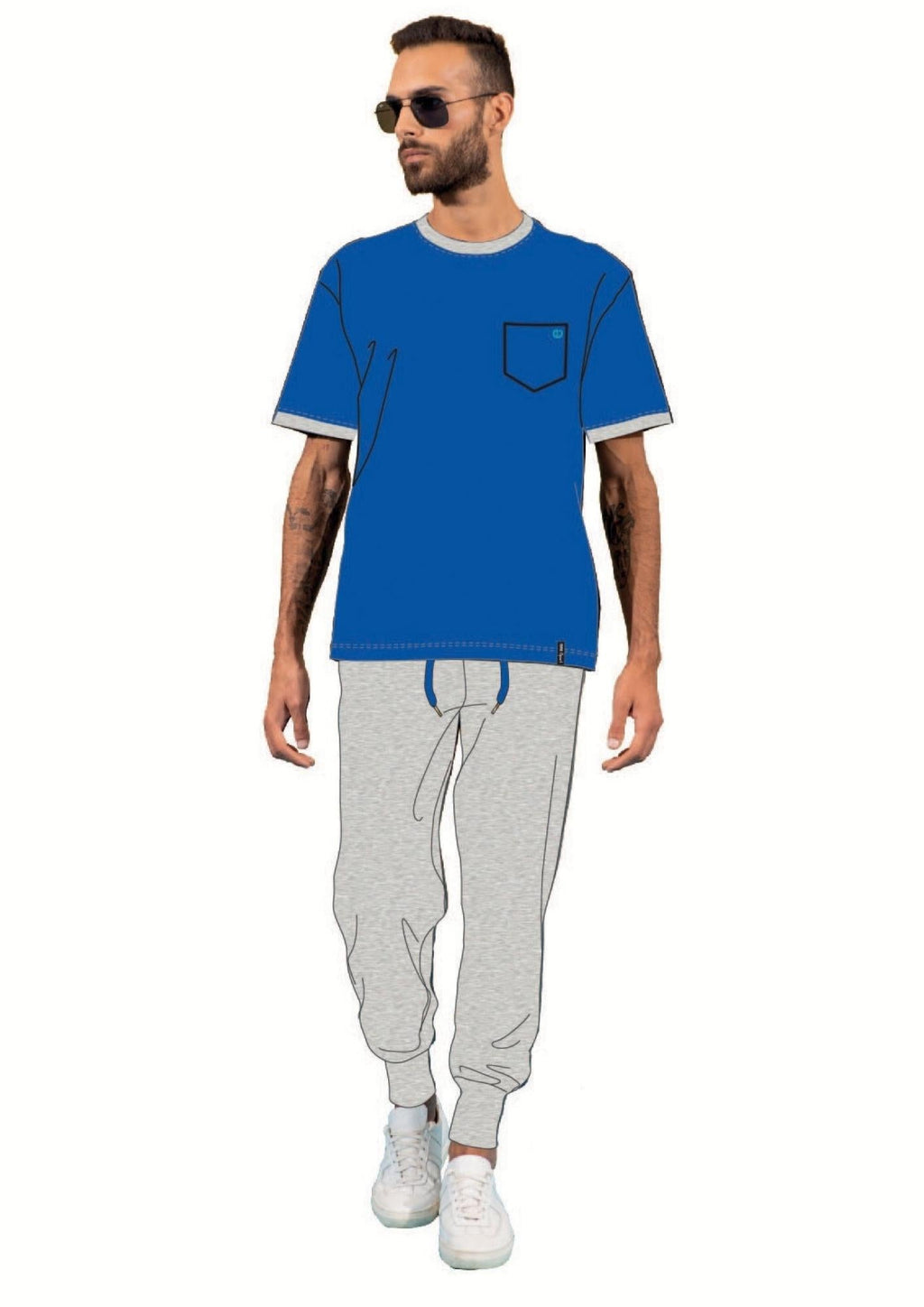 Tuta Uomo In French Terry Mezza Manica Pantalone Lungo Art. Gcm79