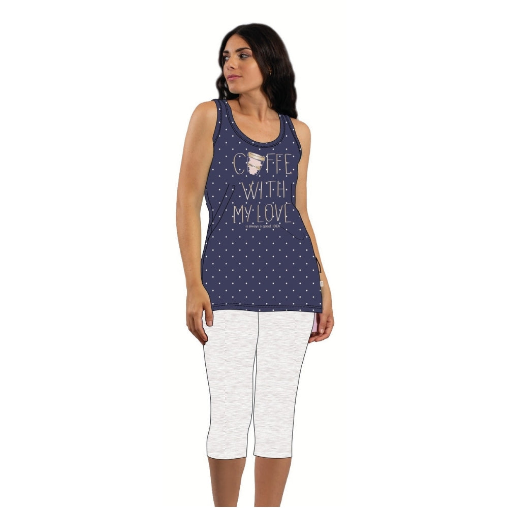 Irge - Pigiama Donna Cotone Serafino Spalla Larga Pescatore Stampato In Puro Cotone  Art. Mi1552