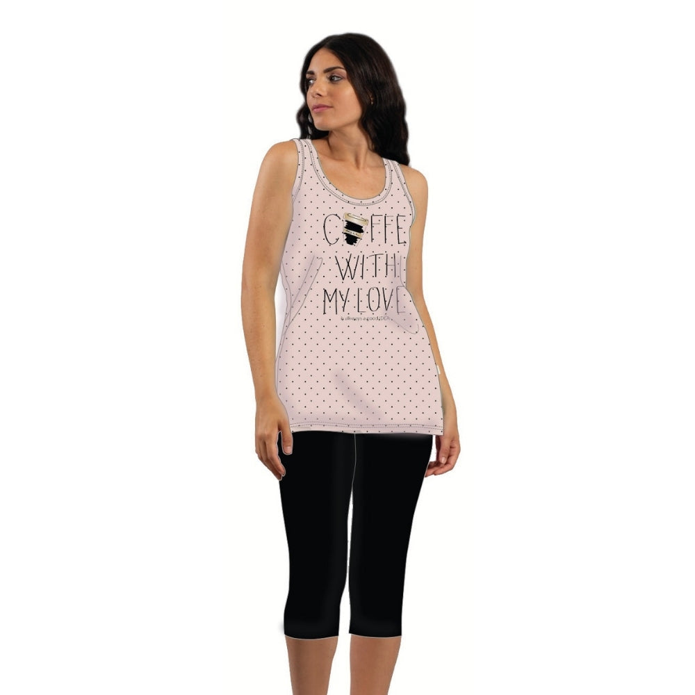 Irge - Pigiama Donna Cotone Serafino Spalla Larga Pescatore Stampato In Puro Cotone  Art. Mi1552