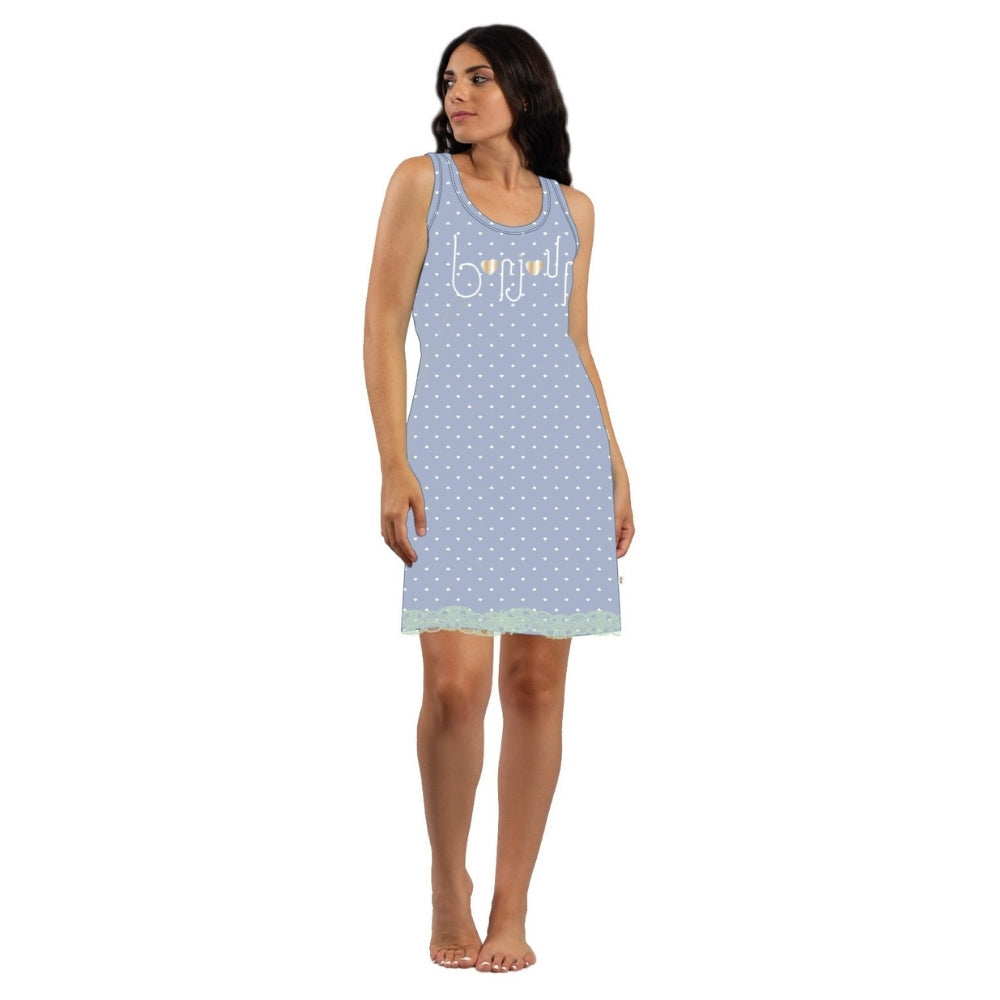 Irge - Abitino Camicia Da Casa Donna Serafino Spalla Larga  In Jersey Puro Cotone Stampato  Art. Mi1565