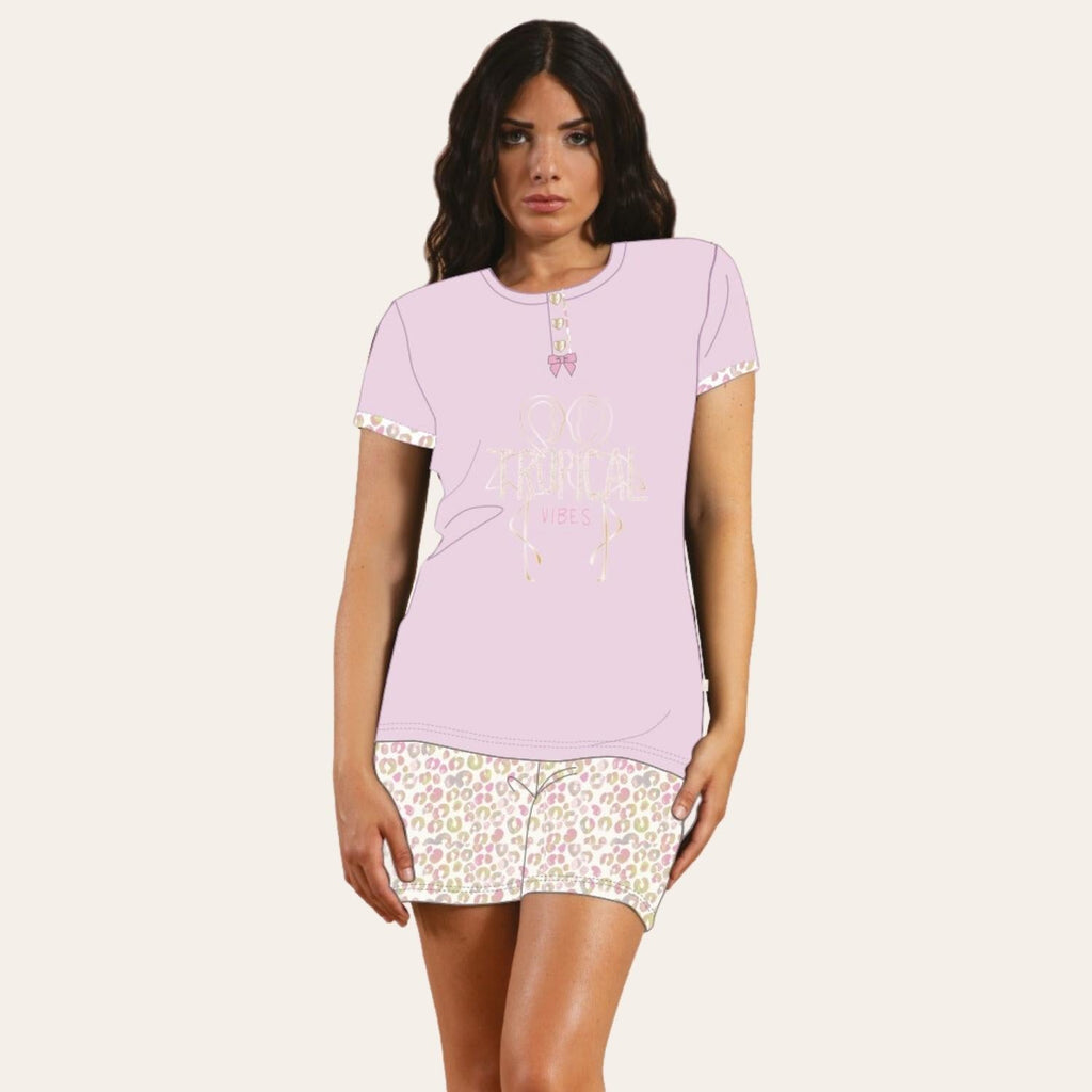 Irge Pigiama Donna Corto Mezza Manica In Jersey Puro Cotone  Art. Mi1536